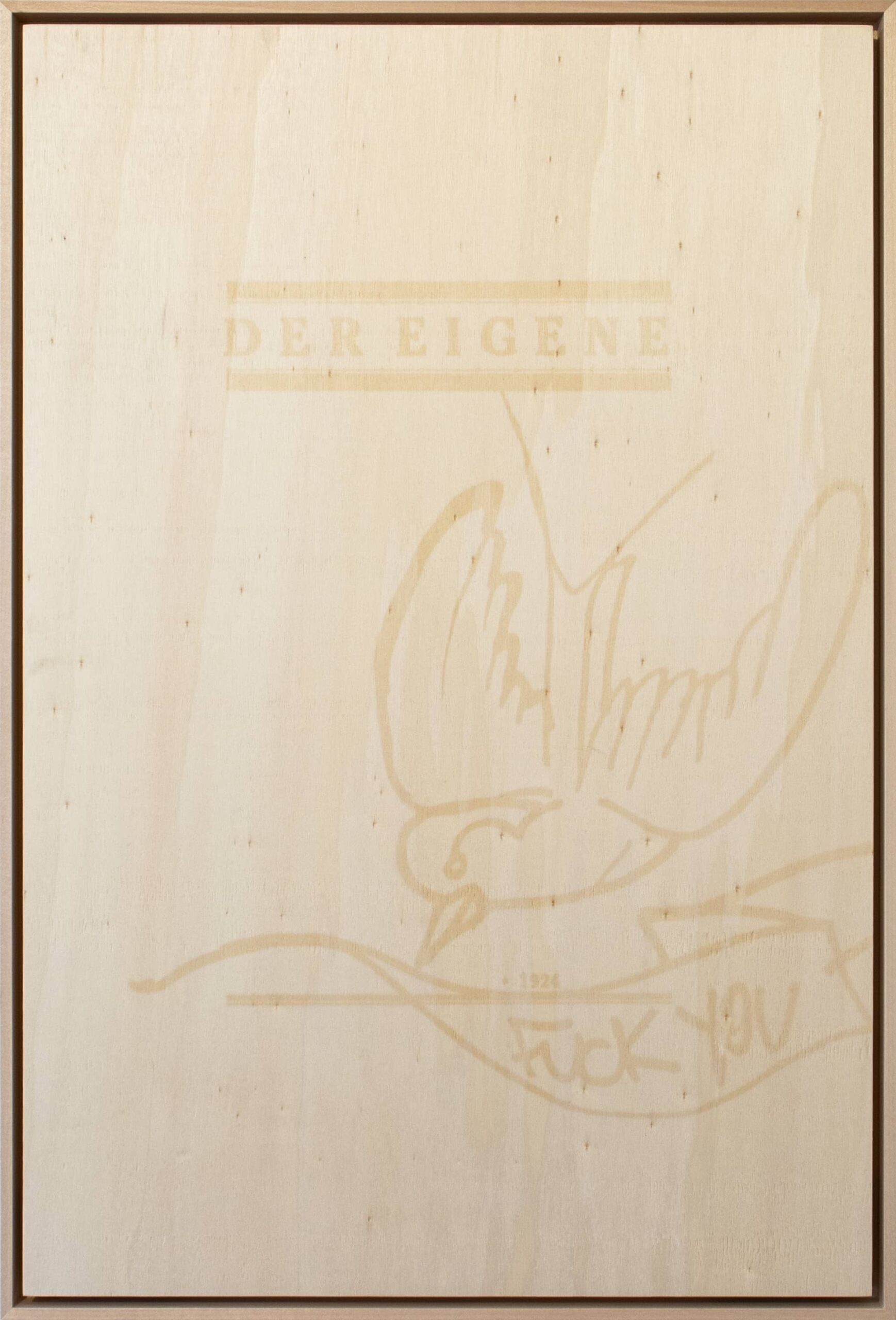 38_Takahiro Kudo_Untitled (Love in C Minor)_Dear Past series_2024_sun-bleached wooden plate, anti-UV varnish_62x42cm