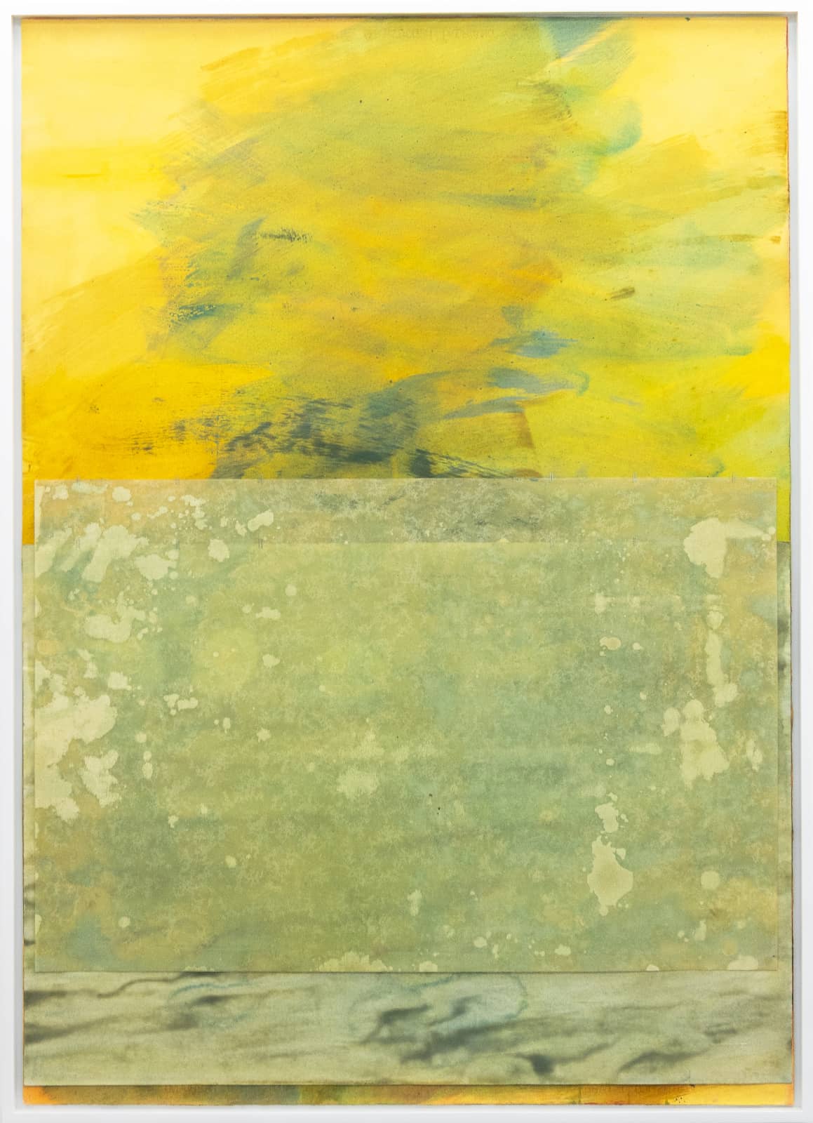 1_Melanie Berger_Sans Titre (Composition Jaune et Verte)_2025_oil, pigments, staples on papers_144x104cm_1