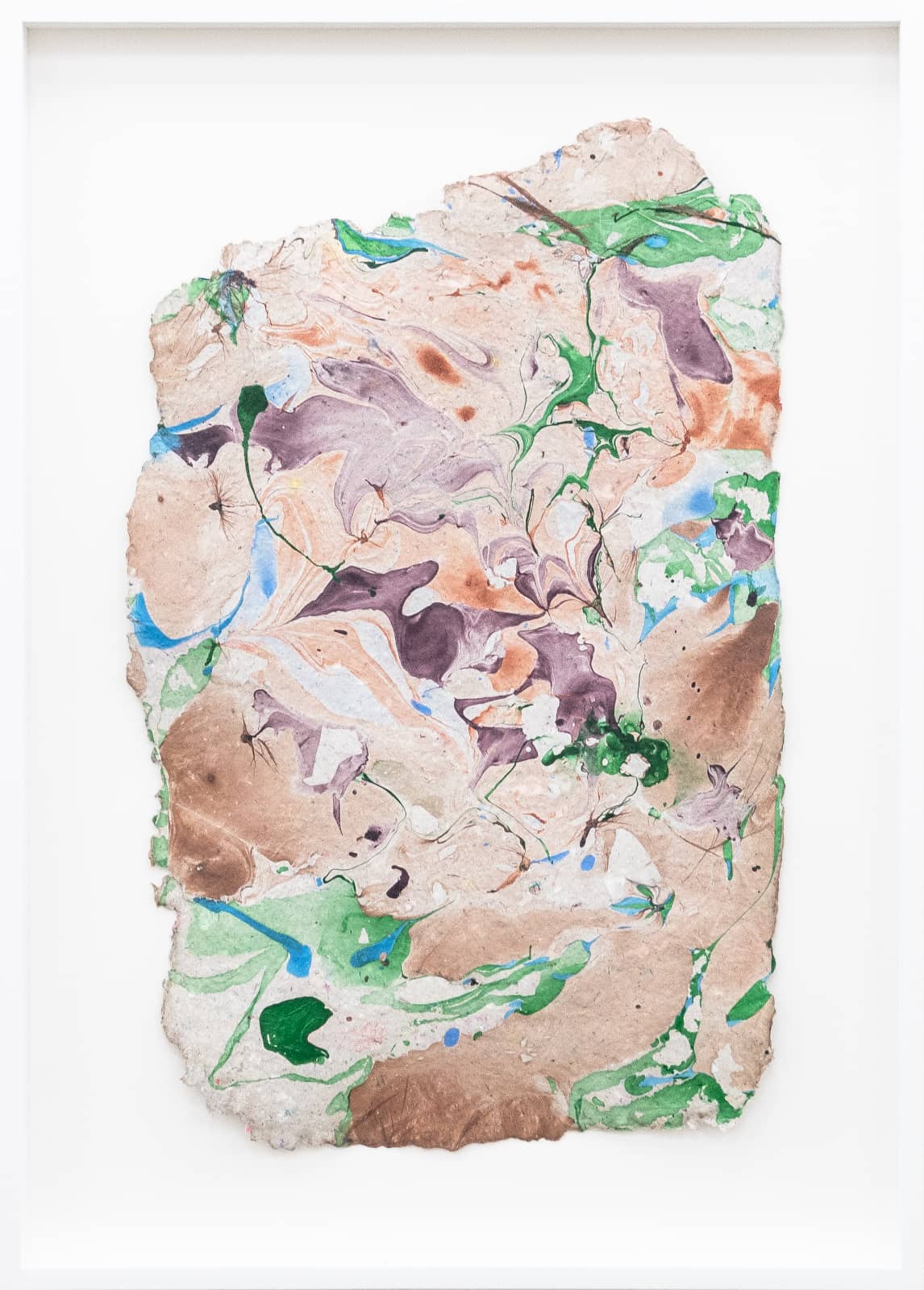 6_Roman Moriceau_Peace and Love (Shamrock Green, Sky Blue, Pastel Brown, East India, ...)_2026_nail polish, papier-mache_54.5x39cm_1